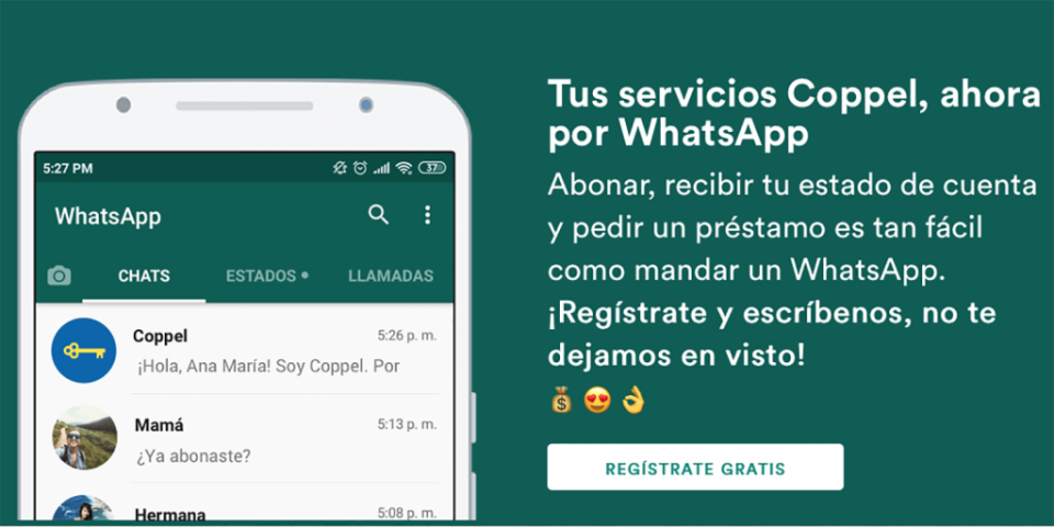 <span>Coppel es la primera empresa de América Latina en utilizar WhatsApp para préstamos en efectivo dentro de la misma aplicación.</span>
