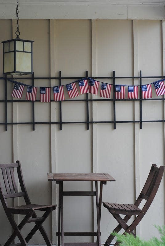 <p>Jazz up any wall with the help of this DIY patriotic flag bunting decoration. </p><p><strong><em>Get the tutorial from <a href="https://makinglemonadeblog.com/easy-patriotic-flag-bunting-for-4th-of/" rel="nofollow noopener" target="_blank" data-ylk="slk:Making Lemonade;elm:context_link;itc:0;sec:content-canvas" class="link ">Making Lemonade</a>. </em></strong></p>