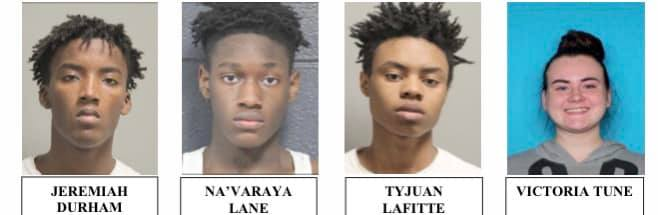 The three escaped juvenile and the security guard accused of helping them escape.  / Credit: The Red River Parish Sheriff's Office