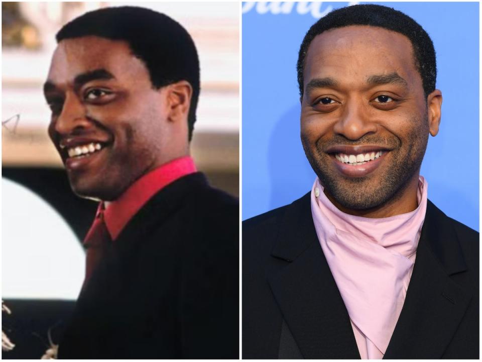 Chiwetel Ejiofor in ‘Love Actually’ and in 2022 (Universal, Getty)