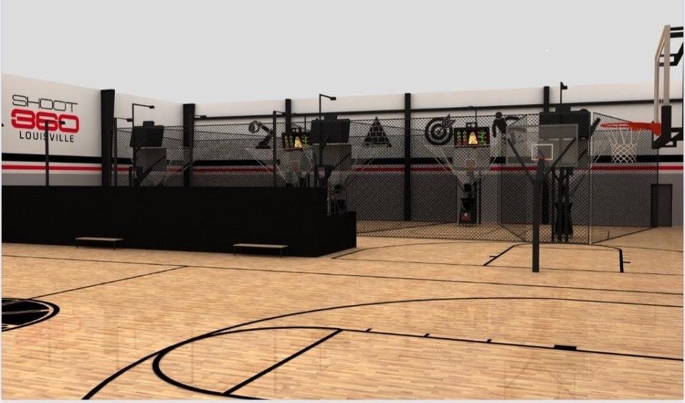 A rendering of the Shoot 360 facility set to open in late September in Norton Commons. Former UofL basketball star Peyton Siva and his wife are the owners of the franchised location.