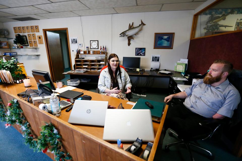 Jordan and Kyle Troutman talk about their motivations to buy the 151-year-old Cassville Democrat from CherryRoad Media at the newspaper's office on Monday, Dec. 19, 2022. The Troutmans take over control of the paper on Jan. 1st.