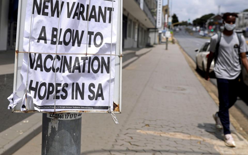 Newspaper billboards in Johannesburg in February  - Sumaya Hisham/Reuters