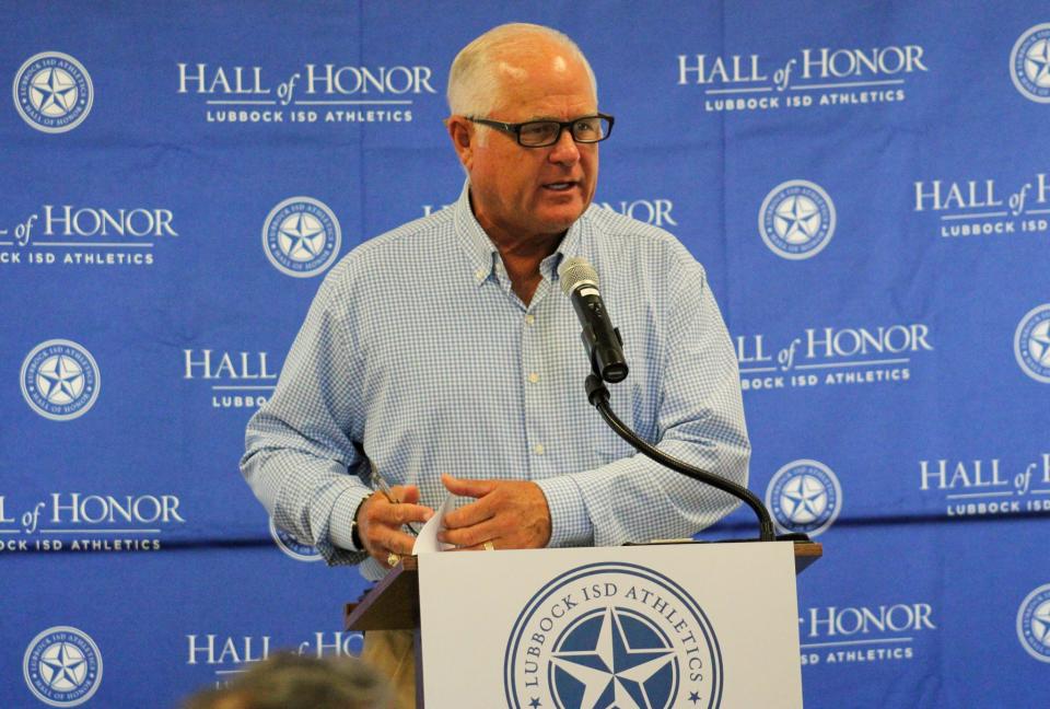 Chairman David Thetford introduces the 15 honorees that will be inducted into the Lubbock ISD Athletics Hall of Honor during a luncheon on Thursday, June 30, 2022 at PlainsCapital Park.