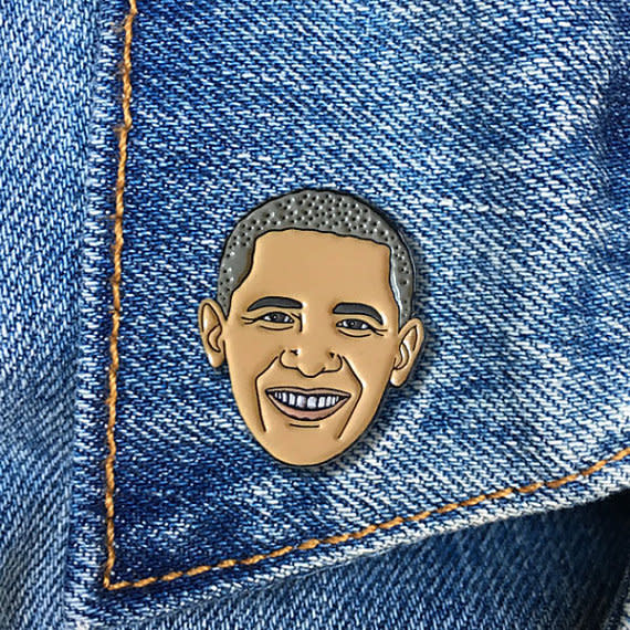 Buy <a href="https://www.etsy.com/listing/475988992/barack-obama-enamel-pin-president-soft?&amp;utm_source=google&amp;utm_medium=cpc&amp;utm_campaign=shopping_us_d-accessories-patches_and_pins-pins_and_pinback_buttons&amp;utm_custom1=a4cd020f-5208-40ff-abbe-37b036c1a323&amp;gclid=EAIaIQobChMIt6GnkbnI1QIVXlcNCh3y1g_2EAkYFyABEgIKW_D_BwE" target="_blank">The Found "Barack Obama" enamel pin</a>&nbsp;for $9.75