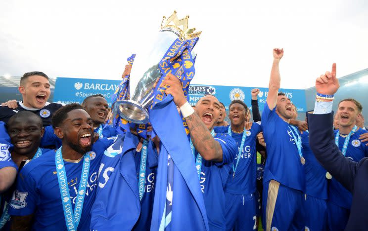 Danny Simpson joins in with the title celebrations