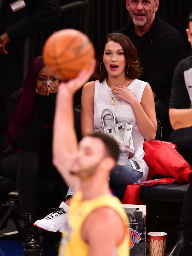 Bella Hadid Is Truly All of Us at the Knicks Game