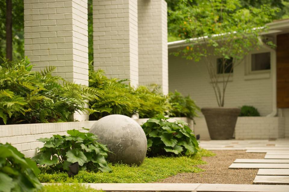 Stone Sphere & Hosta