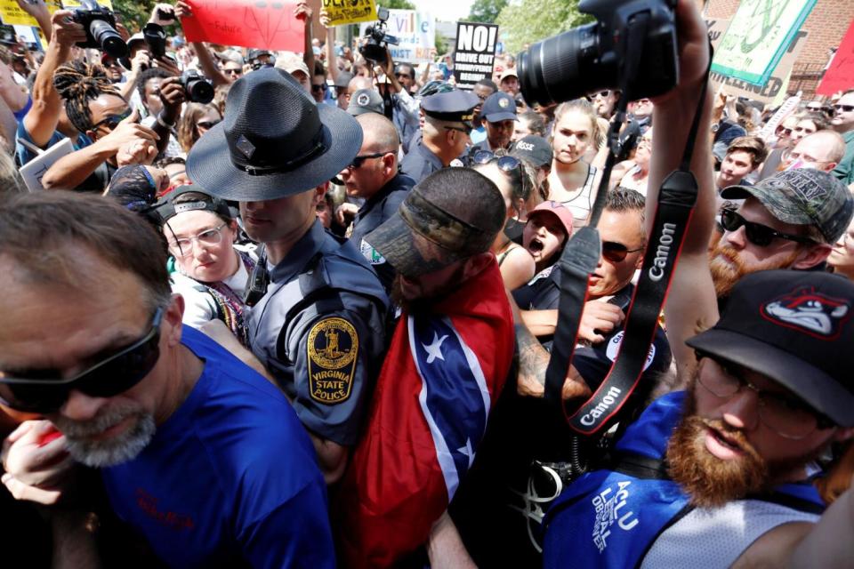 The pro-Confederate statue mob. (REUTERS)