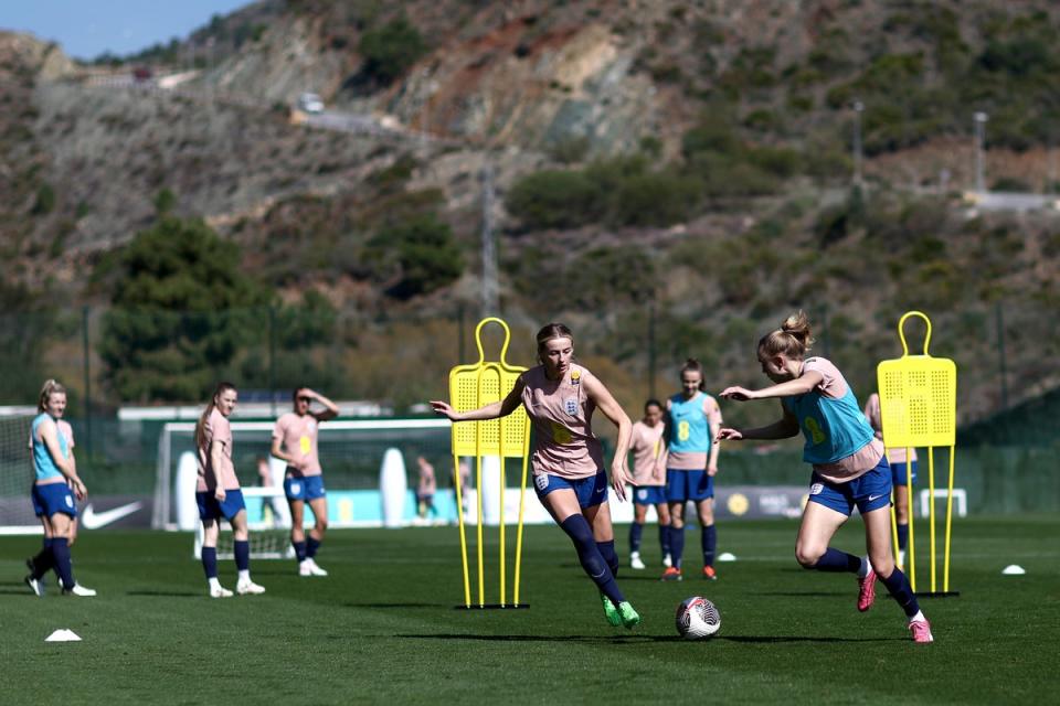 The Lionesses were training in Marbella ahead of the match (The FA via Getty Images)