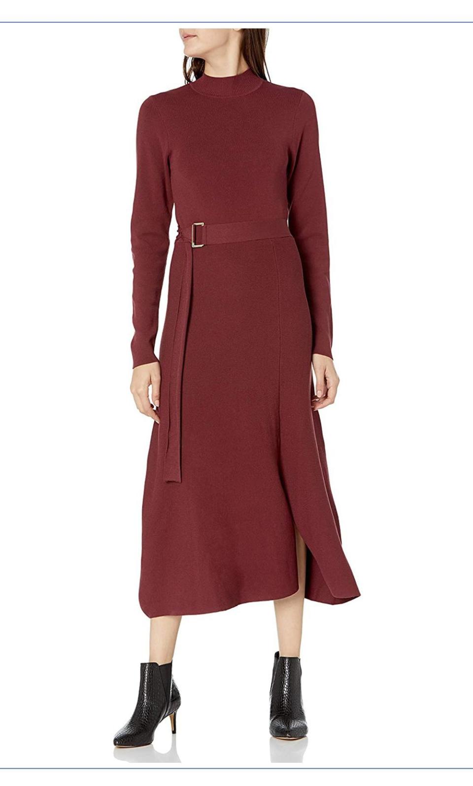 Women's Odette Long Sleeve Mock-Neck Belted Swing Maxi Dress