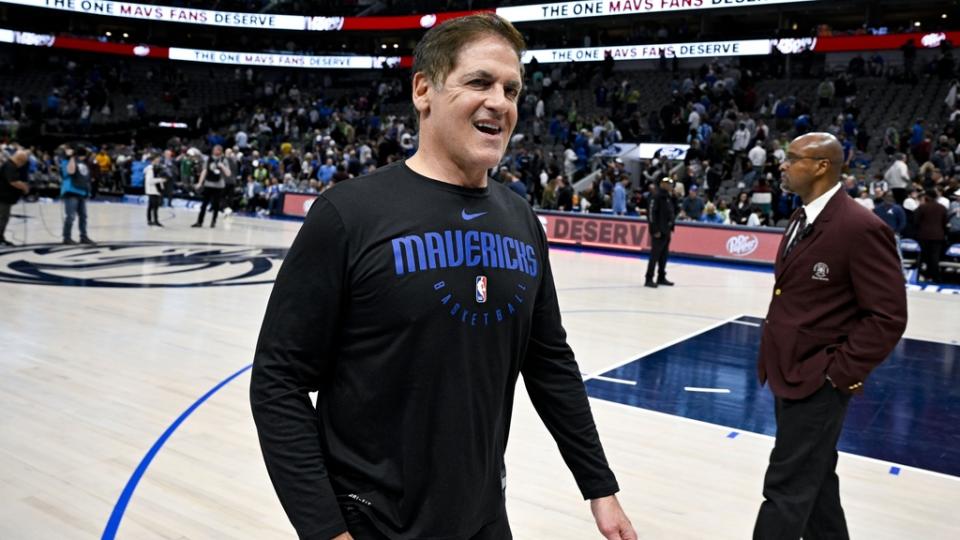 Apr 7, 2023; Dallas, Texas, USA; Dallas Mavericks owner Mark Cuban walks off the court after the Mavericks loss to the Chicago Bulls at the American Airlines Center.