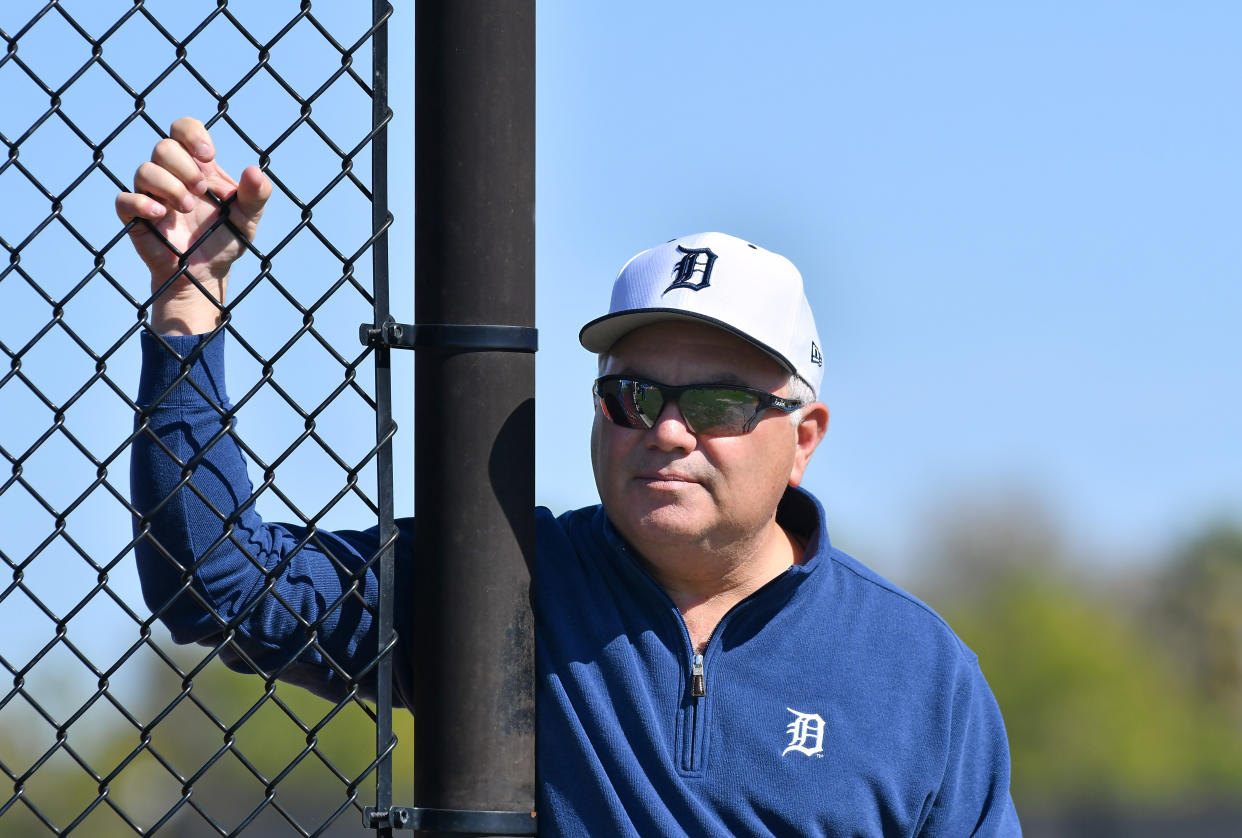 LAKELAND, FL - FEBRUARY 14:  Detroit Tigers Executive Vice President of Baseball Operations and General Manager Al Avila looks on during Spring Training workouts at the TigerTown Complex on February 14, 2019 in Lakeland, Florida.  (Photo by Mark Cunningham/MLB Photos via Getty Images)