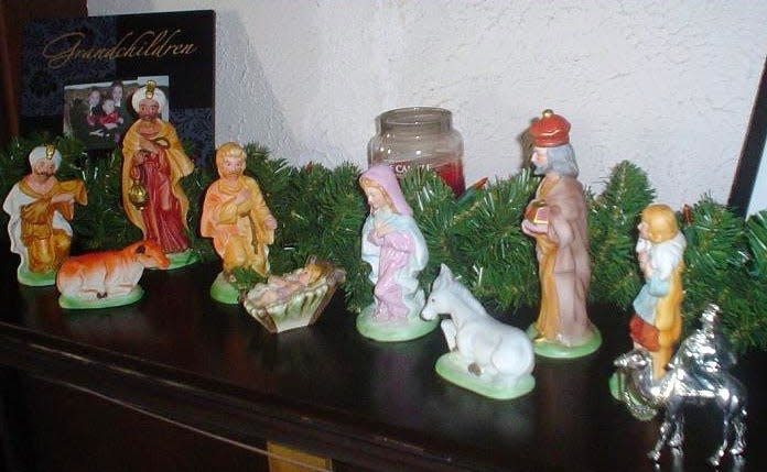 The Lone Wiseman as he's positioned in the right corner of this year's Nativity display.