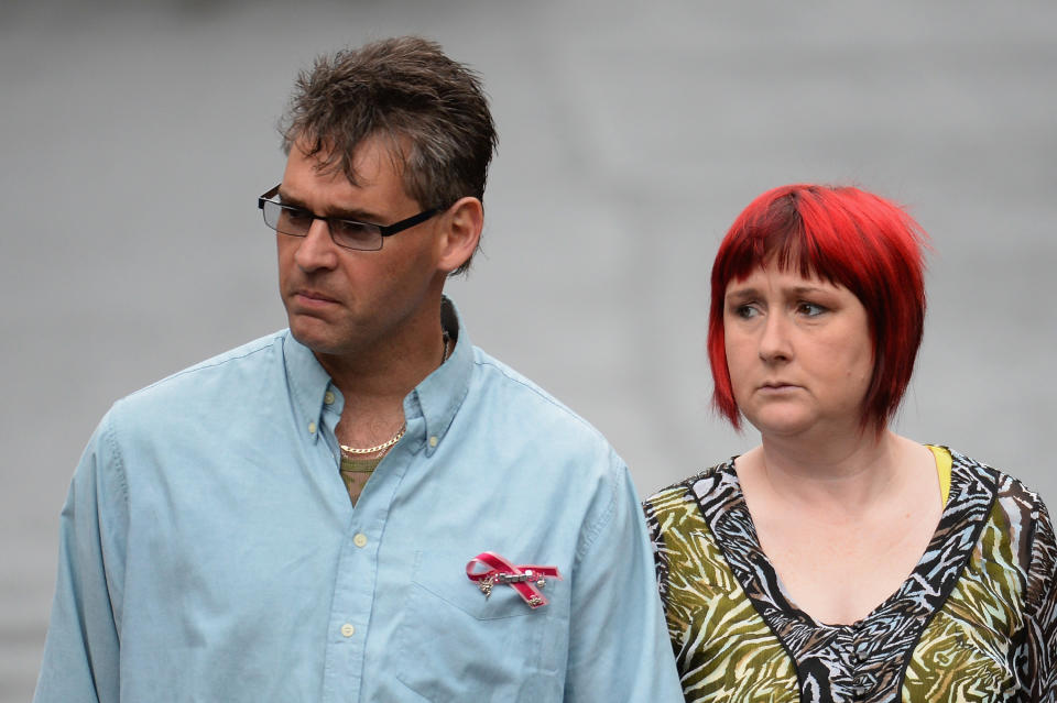 Paul and Coral Jones, the parents of April Jones, arrive at Mold Magistrates Court