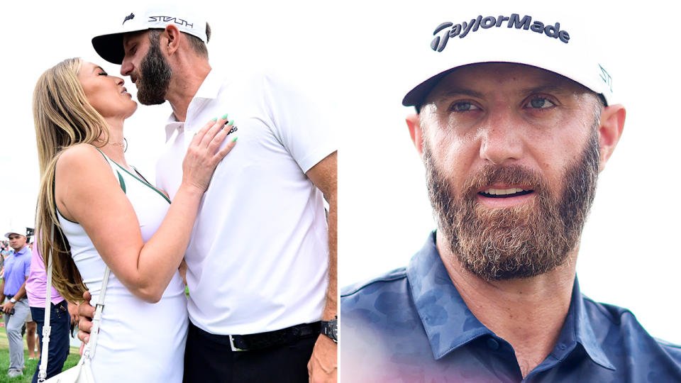 Dustin Johnson, pictured here with wife Paulina Gretzky at an LIV Golf event.