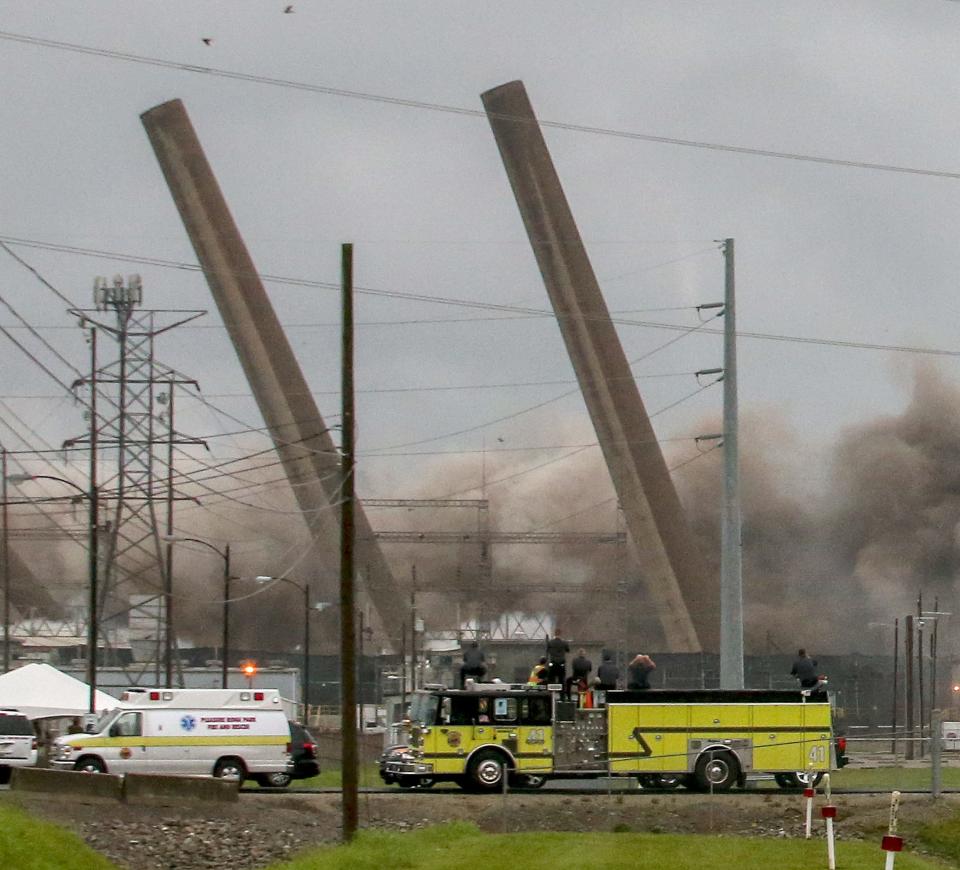 LG&E's Cane Run power generating station was imploded on Saturday June 8, 2019 in Louisville, Ky. The coal-fired facility generated power for 61 years and was last used in 2015.