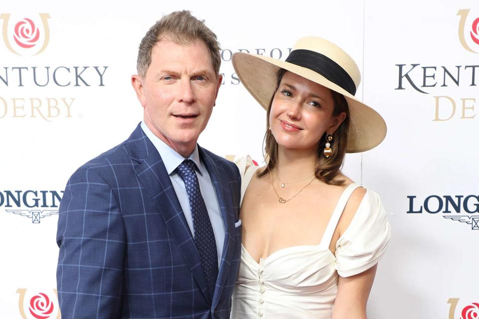 <p>Jeff Moreland/Icon Sportswire via Getty </p> Bobby Flay and girlfriend Christina Pérez in 2022.