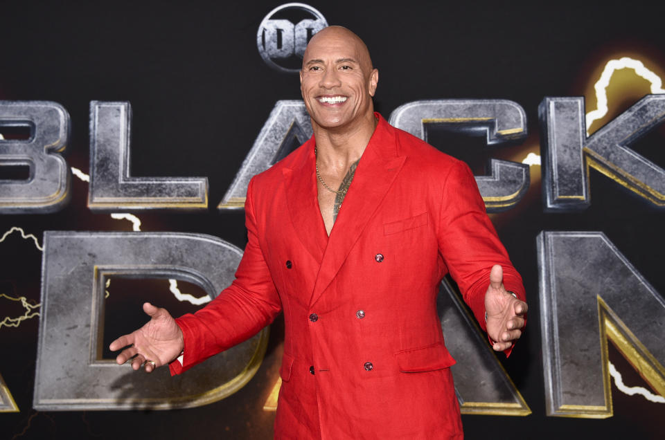 Dwayne Johnson attends the world premiere of "Black Adam" in Times Square on Wednesday, Oct. 12, 2022, in New York. (Photo by Evan Agostini/Invision/AP)