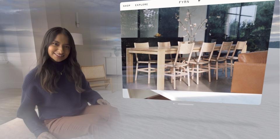 An image shows how Apple's Vision Pro can bring the real world into view while wearing the headset.