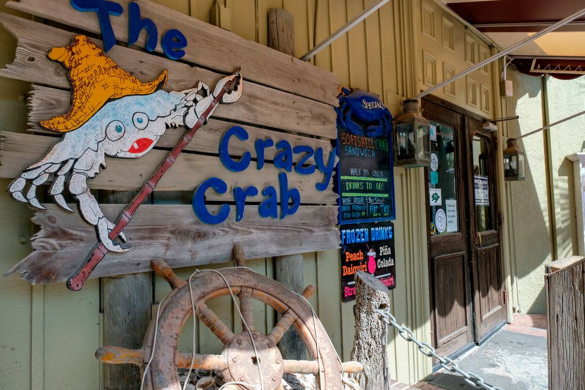 The entrance to The Crazy Crab restaurant as seen on Thursday, April 8, 2021 located in Harbour Town in Sea Pines on Hilton Head Island.