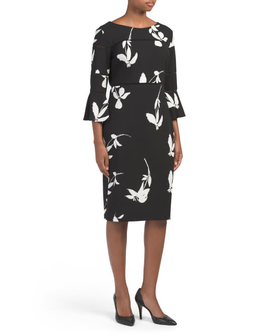 Taylor Bell Sleeve Floral Crepe Dress. (Photo: T.J. Maxx)