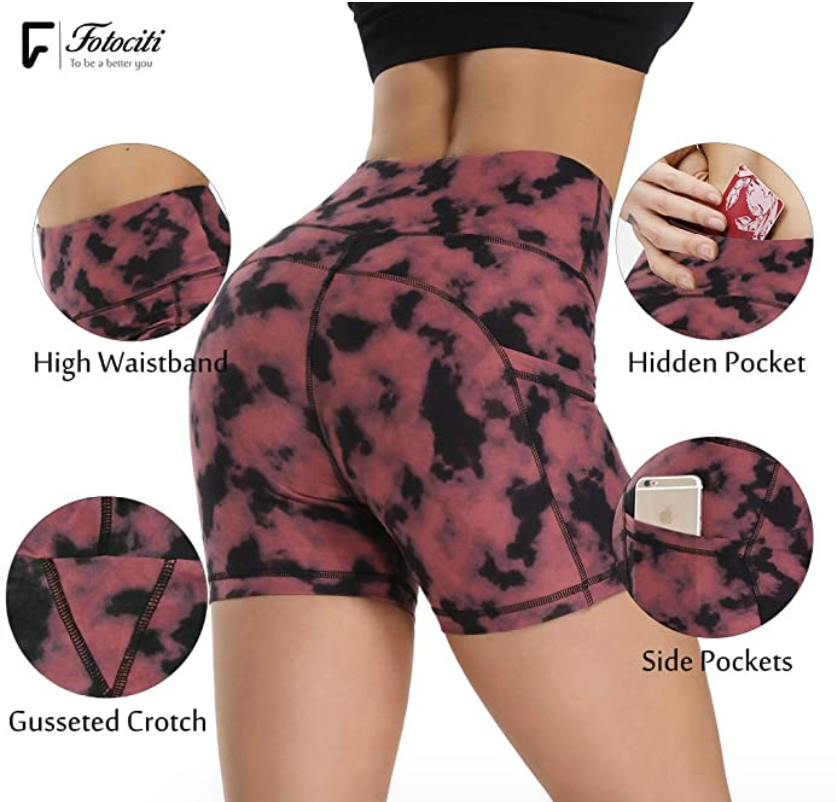 High-waisted workout biker shorts with side pockets, S$22.11. PHOTO: Amazon