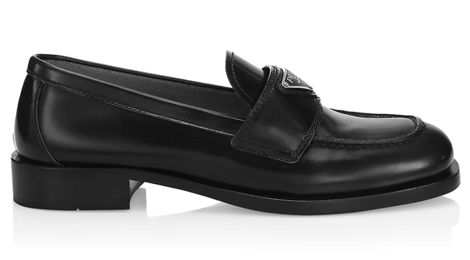 Prada’s logo leather loafers. - Credit: Courtesy of Saks Fifth Avenue