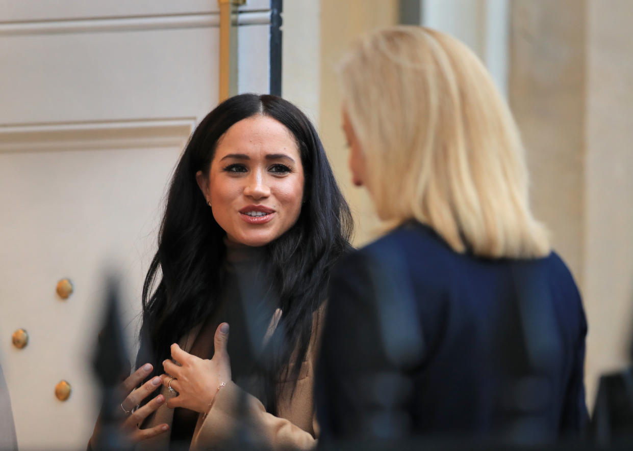 The Duchess of Sussex arriving for her visit to Canada House, central London, to meet with Canada's High Commissioner to the UK, Janice Charette, as well as staff, to thank them for the warm hospitality and support they received during their recent stay in Canada.