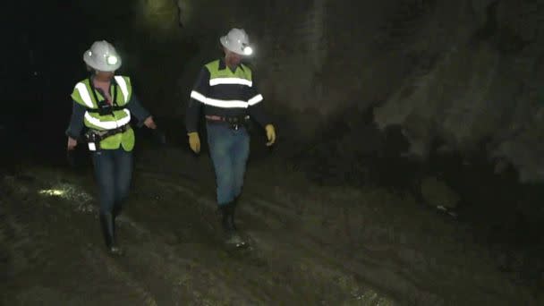 PHOTO: ABC News' Ginger Zee tours a new cobalt mining operation inside an Idaho mountain. (ABC News)