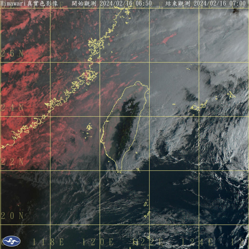 受到鋒面影響，東半部地區、桃園以北與恆春半島今天將有局部短暫雨，其他地區包括澎湖、金門、馬祖則是多雲到晴的天氣。   圖：中央氣象署／提供