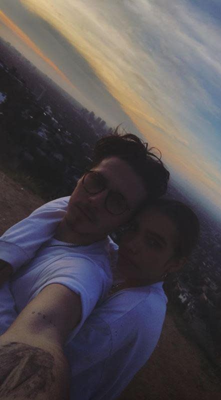 Loved-up: The pair enjoyed a sunset together (Brooklyn Beckham Instagram)