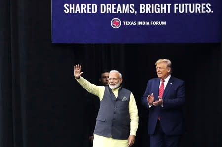 U.S. President Donald Trump and India's Prime Minister Narendra Modi participate in the "Howdy Modi" event in Houston