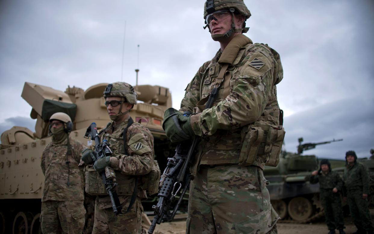 US army soldiers stand in formation during a joint military tactical training exercise  - AFP or licensors