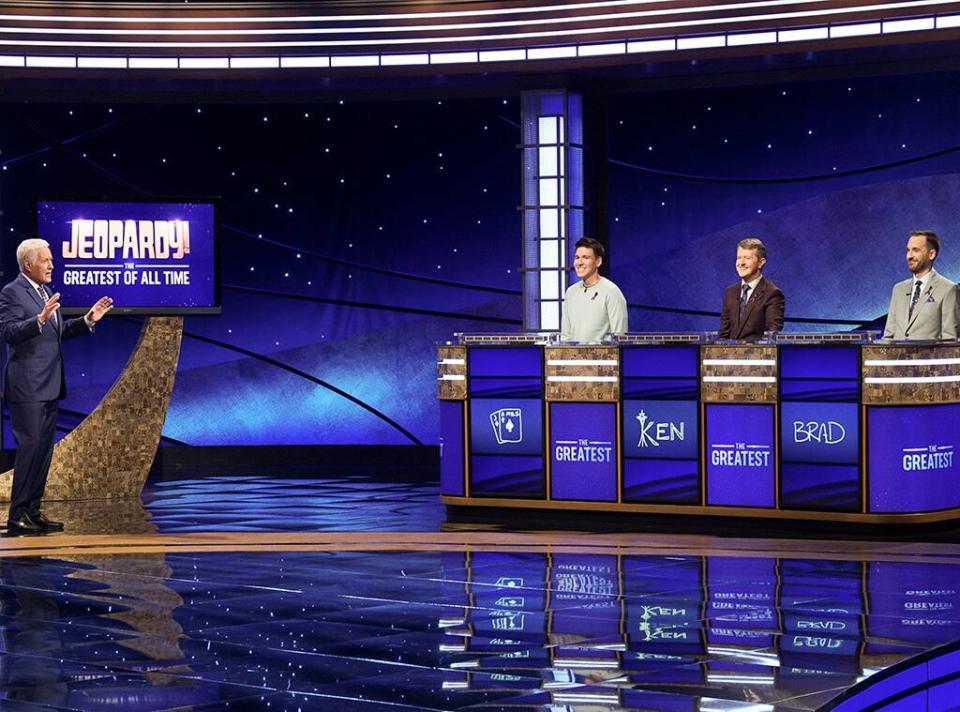 Alex Trebeck, James Holzhauer, Ken Jennings, Brad Rutter, Jeopardy! The Greatest of All Time