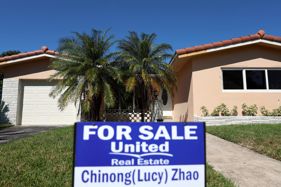 HOLLYWOOD, FLORIDA - OCTOBER 27:  A 'For Sale' sign is posted in front of a single family home on October 27, 2022 in Hollywood, Florida. The rate on the average 30-year fixed mortgage hit 7.08%, up from 6.94% the week prior, according to Freddie Mac. Mortgage rates surpassed 7% for the first time since April 2002. (Photo by Joe Raedle/Getty Images)