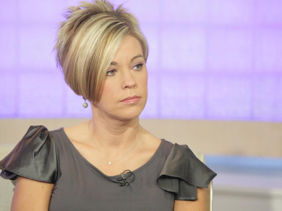 Kate Gosselin appearing on NBC News with her infamous "Karen" hairstyle in 2009.