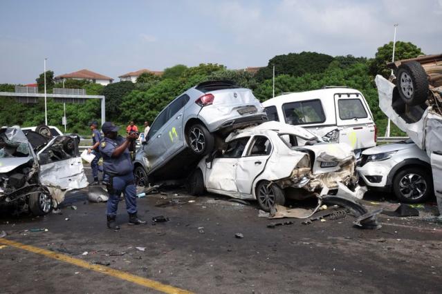 Dozens of vehicles wrecked in pile-up on South African motorway