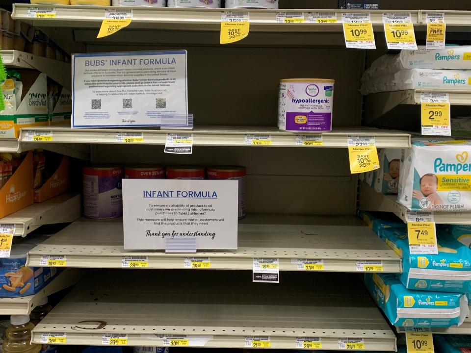 Infant formula shortages are still evident at a grocery store in Washington, D.C., where supplies are being rationed.