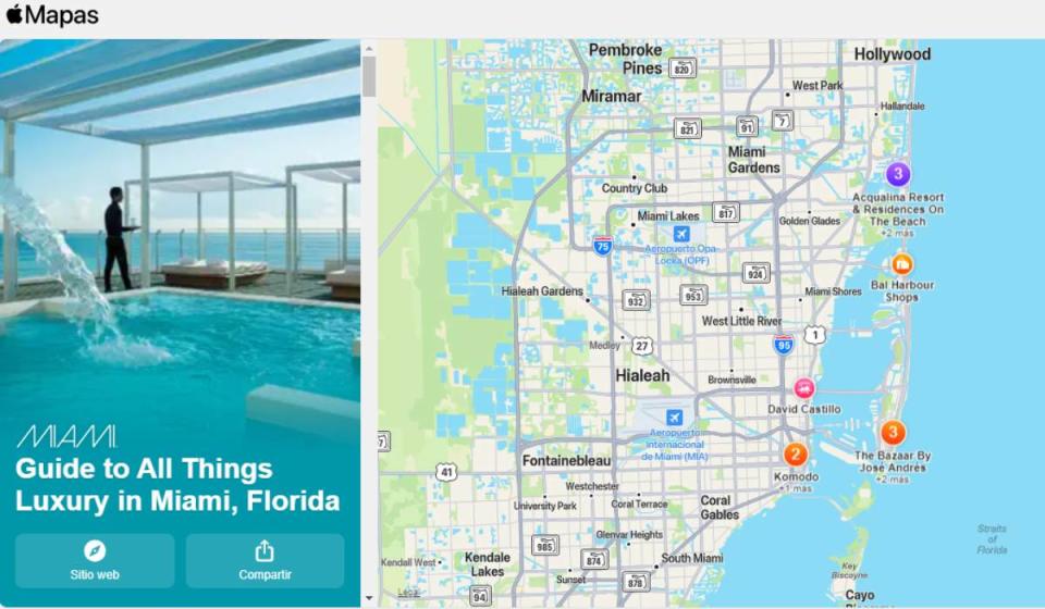 La guía de Apple Maps está disponible a solo un clic. Foto: Apple Maps Guide.