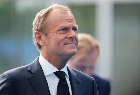 European Council President Donald Tusk arrives for the second day of a NATO summit in Brussels, Belgium, July 12, 2018. Tatyana Zenkovich/Pool via REUTERS