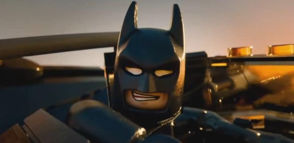 Batman sitting in his flying car in "The Lego Movie"