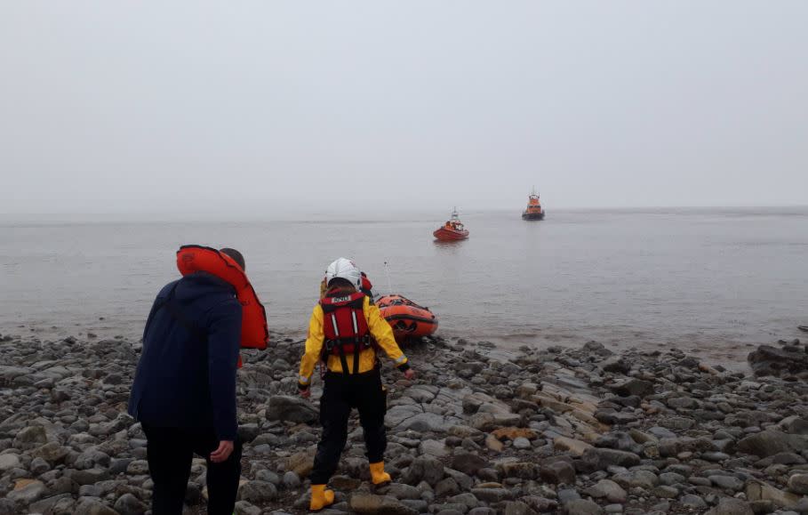 The Penarth lifeboat picks up one of the Russian sailors (RNLI Penarth)