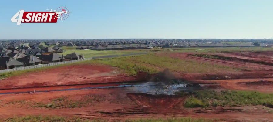 Broken oil line in Oklahoma City. Image KFOR.