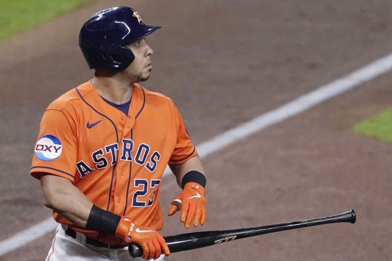 Veteran outfielder Michael Brantley hit .278 with two home runs in 15 games last season for the Houston Astros. File Photo by Kevin M. Cox/UPI