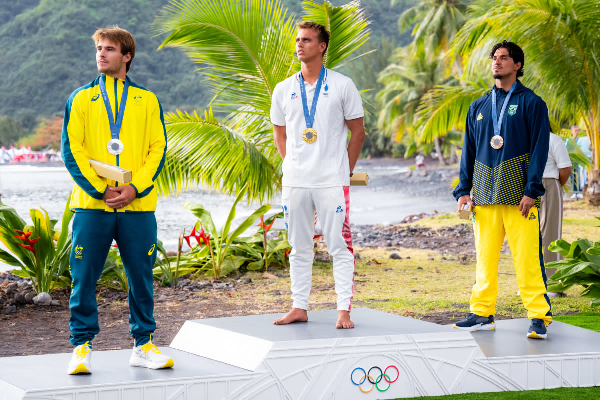 Jack Robinson (Silver), Kauli Vaast (Gold), Gabriel Medina (Bronze).<p>Photo: Ryan "Chachi" Craig</p>