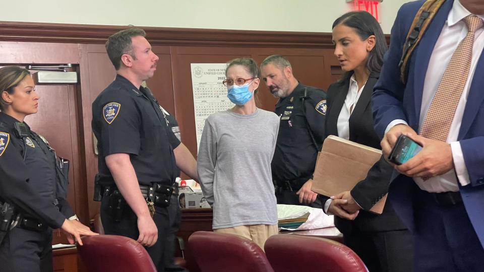 In 2017, Pamela Buchbinder was charged with second-degree attempted murder and first-degree attempted assault. In 2022 (pictured in center) she accepted a deal to spend 11 years in prison, in exchange for pleading guilty to attempted assault and a lesser charge in connection with Dr. Weiss's attack. / Credit: Murray Weiss