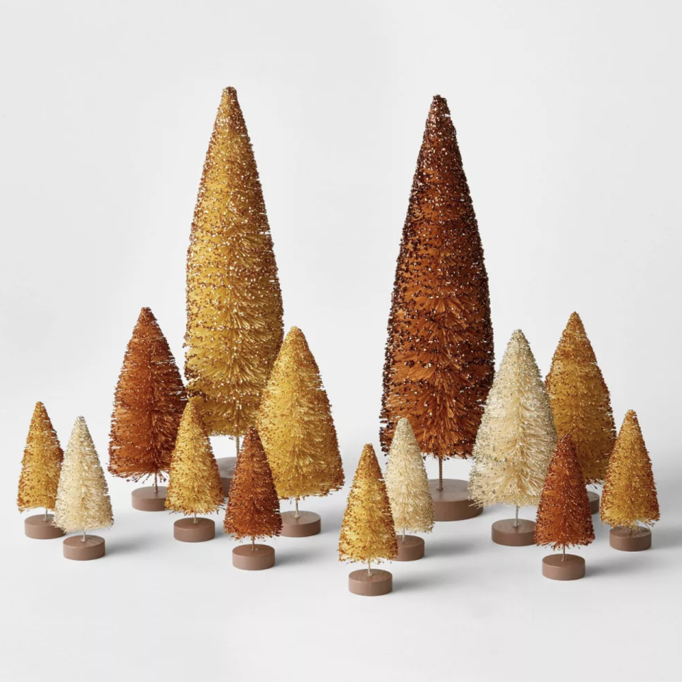 Decorative Sisal Bottle Brush Trees, Set of 14