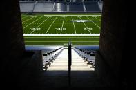 A view of the field and reserved seating from home side plaza area. (Michael Prengler/Special Contributor/AP Photo)