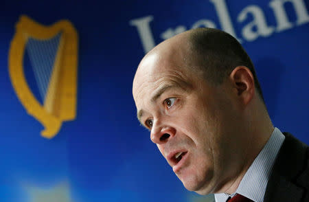 Irish Minister for Communications, Climate Action and Environment Denis Naughten reacts during an interview with Reuters in Brussels, Belgium February 27, 2017. REUTERS/Yves Herman